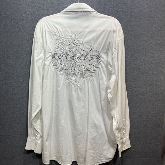 Eddie Domani Western Embroidered Blinds Button Down Shirt White Mens Size XL - Picture 1 of 14